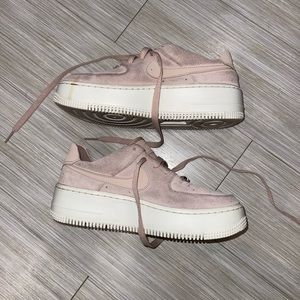 Light pink suede Air Force ones